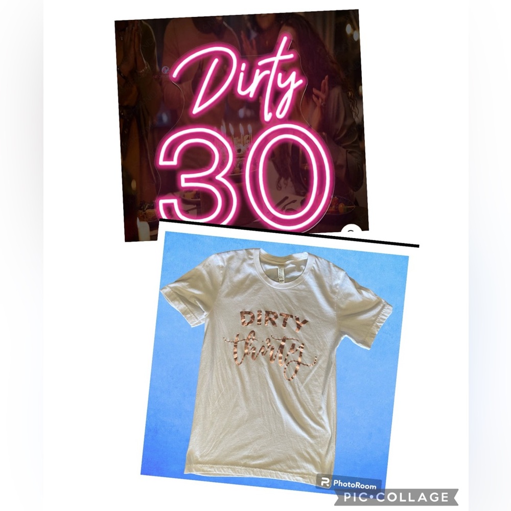 Bella + Canvas "Dirty Thirty" white T-shirt size small